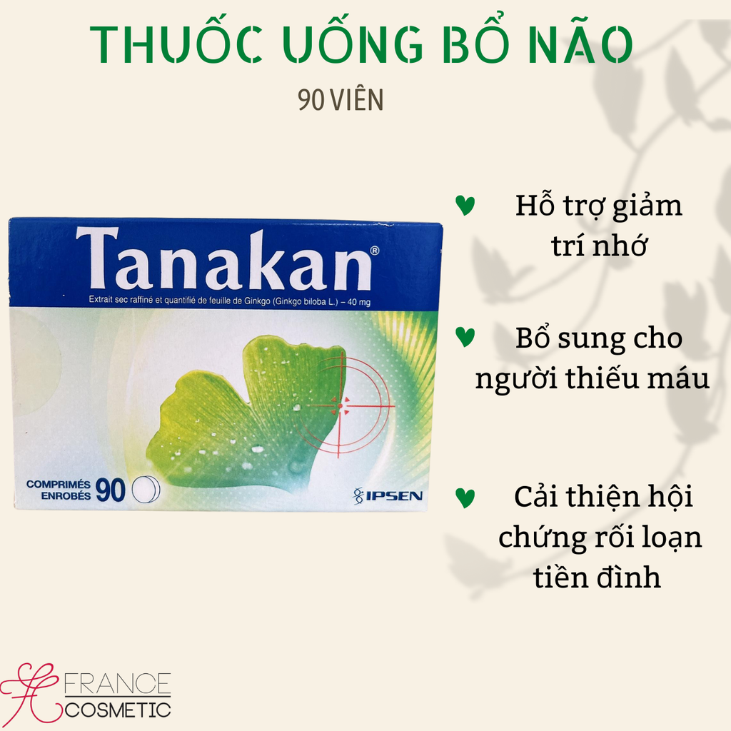 TANAKAN THUỐC UỐNG BỔ NÃO 90V- HÀNG PHÁP