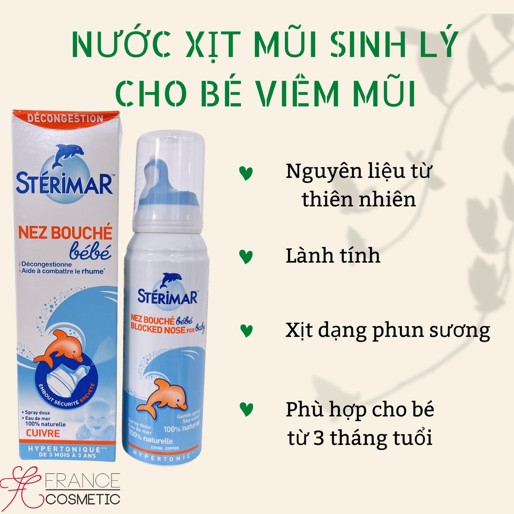 STERIMAR XỊT MŨI CÁ HEO CAM DÙNG KHI BÉ NGHẸT MŨI 100ML