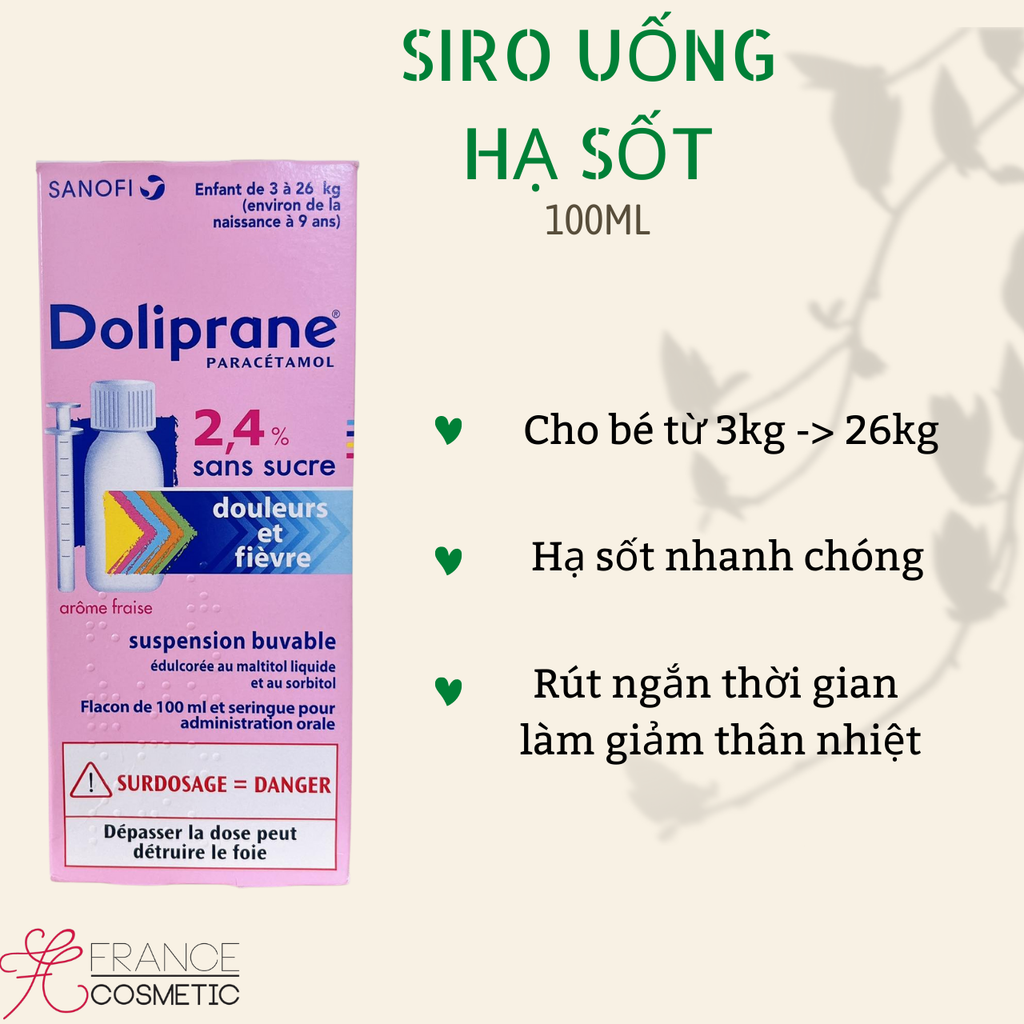 Doliprane sirop sans sucre 100 ml