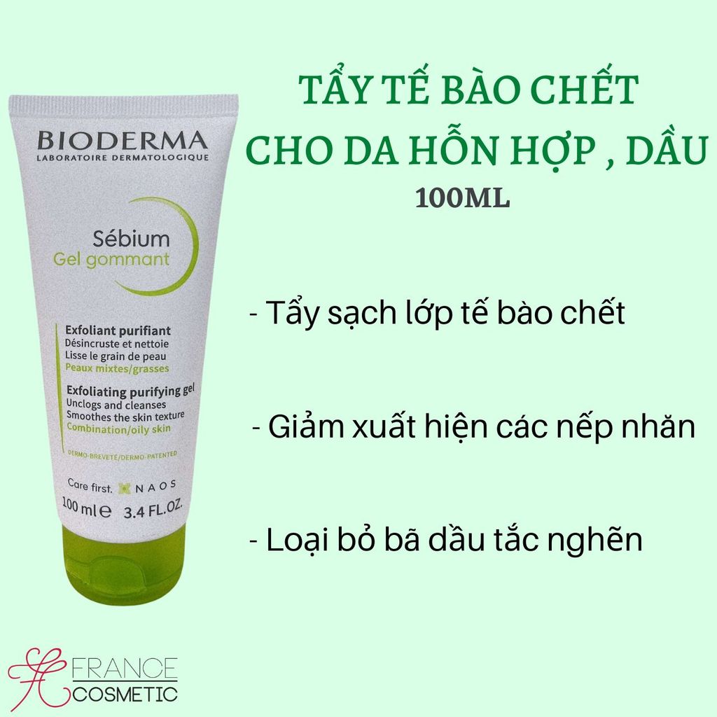 BIODERMA GEL TẨY TẾ BÀO CHẾT DA HỖN HỢP-DẦU SEBIUM 100ML