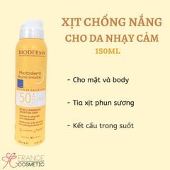 BIODERMA XỊT CHỐNG NẮNG PHOTODERM BRUME INVISIBLE DA NHẠY CẢM 150ML