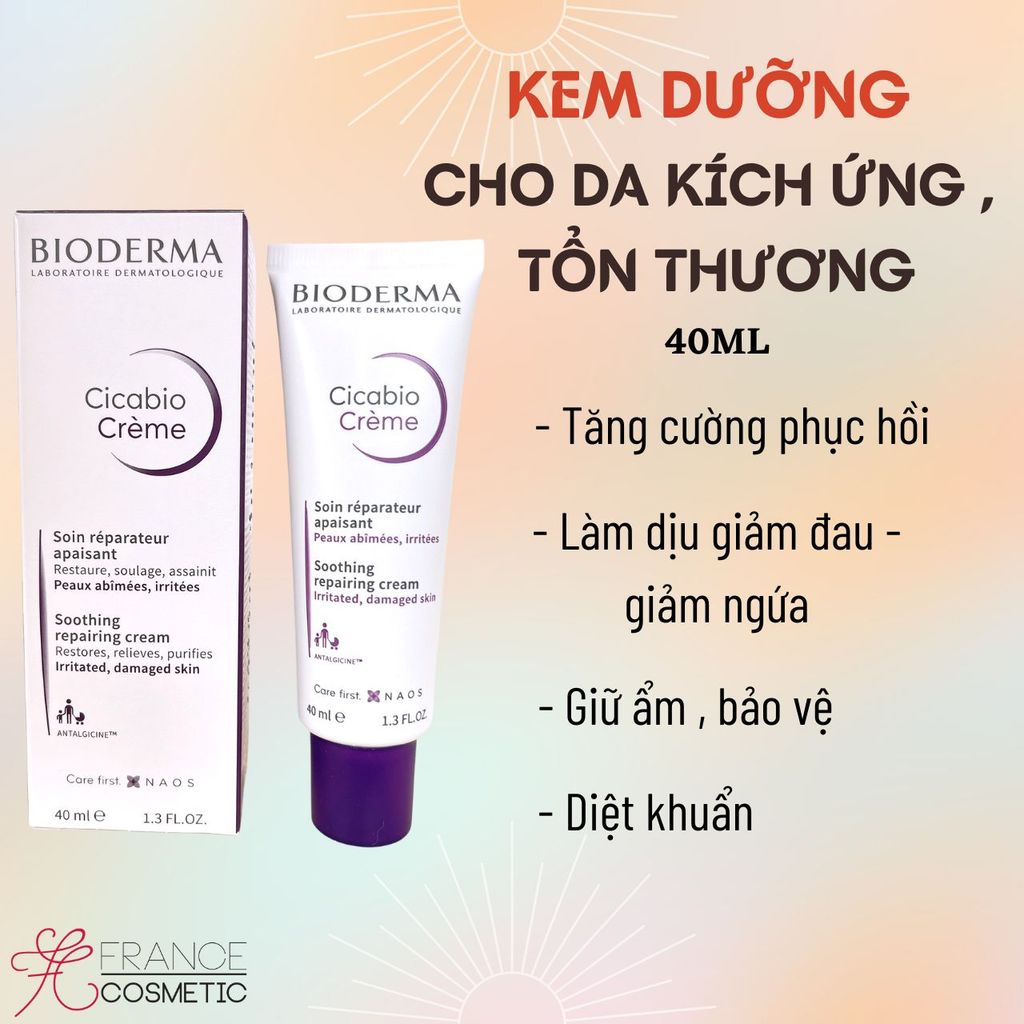 BIODERMA KEM PHỤC HỒI DA TỔN THƯƠNG CICABIO 40ML