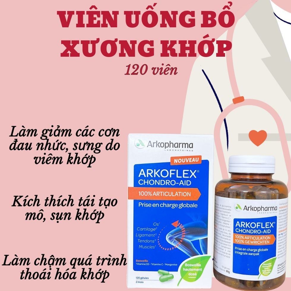 ARKOPHARMA VIÊN UỐNG BỔ XƯƠNG KHỚP CHONDRO-AID 120V