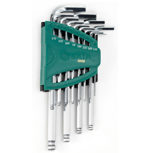 Bộ lục giác bi 12 chi tiết hệ inch 1/16- 3/8'' S2 Sata 09106