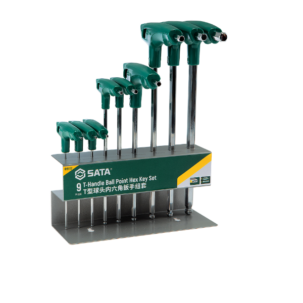 Bộ lục giác bi chữ T 9 chi tiết 2.0 - 10mm SVCM+ Sata 09117