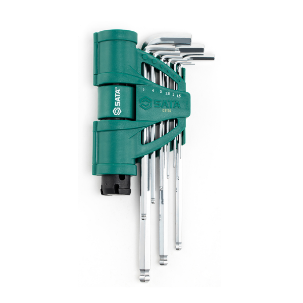 Bộ lục giác bi có tay cầm mô-men xoắn 9 chi tiết 1.5 - 10mm SVCM+ Sata 09124