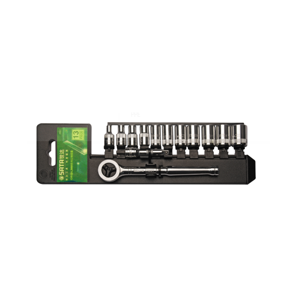 1/4'' Bộ đầu tuýp lục giác 13 chi tiết 4-14mm Sata 09521