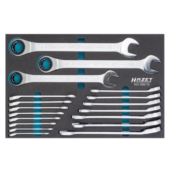 Bộ cờ lê tự động 18 chi tiết 8-32mm Hazet 163-366/18