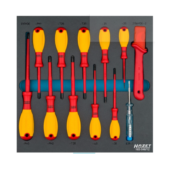 Bộ tua vít cách điện đầu tổng hợp 12 chi tiết Hazet 163-546/12
