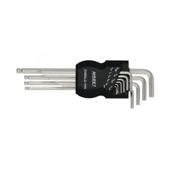 Bộ lục giác đầu bi 10 chi tiết 0.05 - 5/16'' Hazet 2105ALG/10H