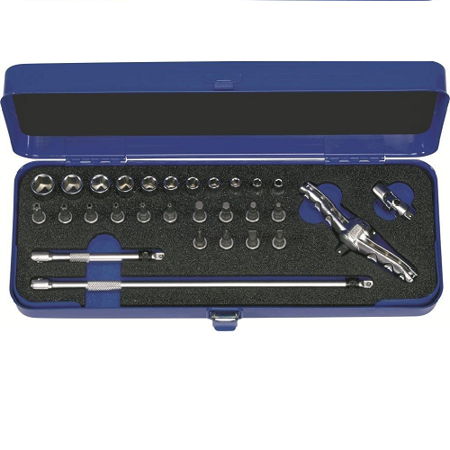 1/4'' Bộ đầu tuýp và đầu vít 29 chi tiết 4-13mm Heytec 50828-3015