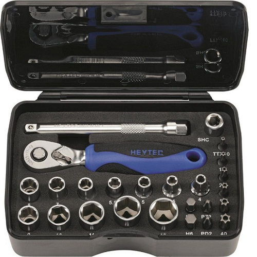 1/4'' Bộ đầu tuýp và đầu vít 25 chi tiết Heytec 50829-3019