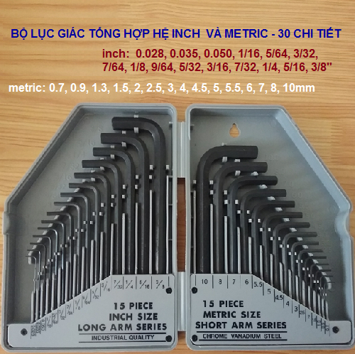 BỘ LỤC GIÁC TỔNG HỢP HỆ INCH VÀ MÉT 30 CHI TIẾT (MADE IN TAIWAN)