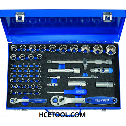 1/2'' và 1/4'' Bộ đầu tuýp và đầu vít 61 chi tiết Heytec 50883-3016