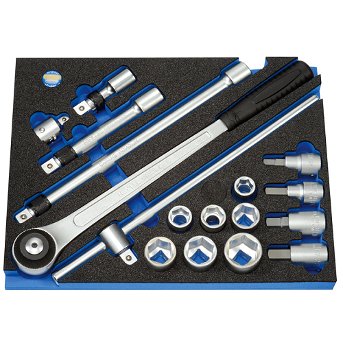 Khay cần siết + đầu tuýp 17 chi tiết Heytec M 50829-53
