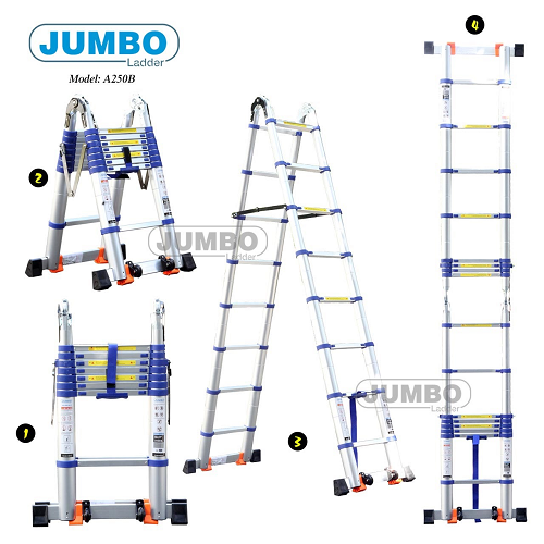 Thang rút nhôm chữ A JUMBO A250B cao cấp