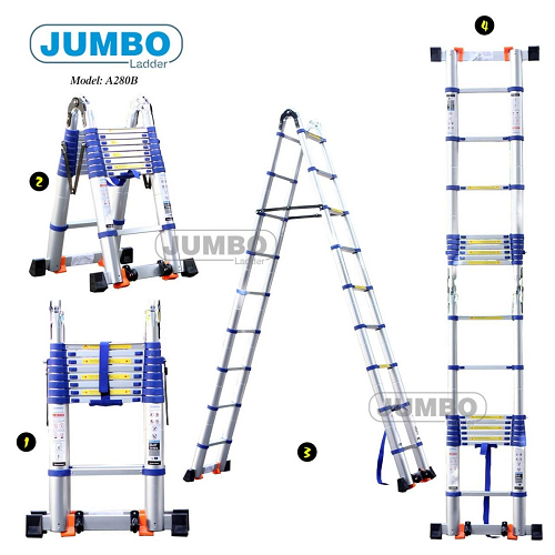 Thang rút nhôm chữ A JUMBO A280B cao cấp