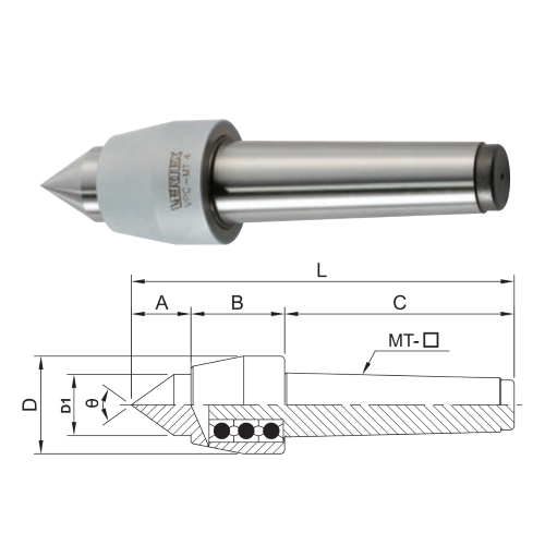 Mũi chống tâm máy tiện tải nhẹ Vertex VPC