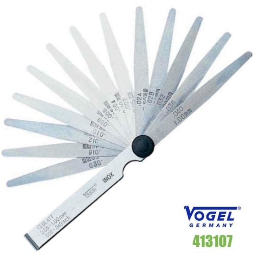 Thước căn lá INOX đo khe hở 0.05-1.0 mm – 20 lá Feeler gauge Vogel 413107