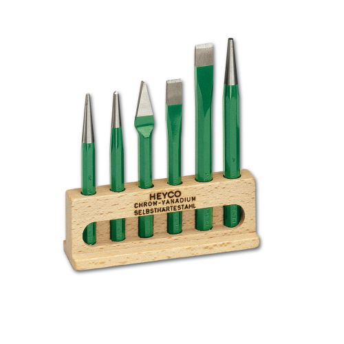 Bộ đục 6 chi tiết trong giá bằng gỗ Heyco 1550