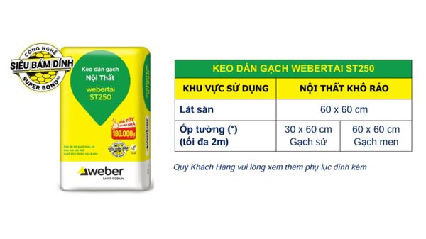 Keo dán gạch Webertai ST250