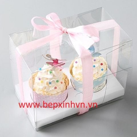 Hộp 2 bánh cupcake nhựa trong (1/50hộp)