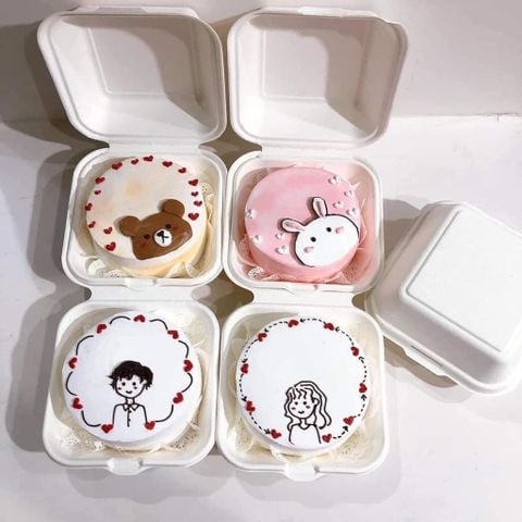 10 Hộp bã mía Bento vuông trắng.