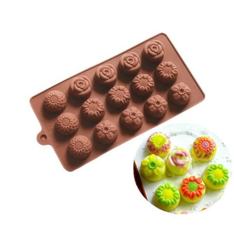 Khuôn silicon nâu 3D 4 mẫu hoa