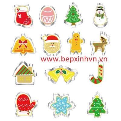 Bộ 14 khuôn nhấn bánh quy chủ đề Giáng Sinh