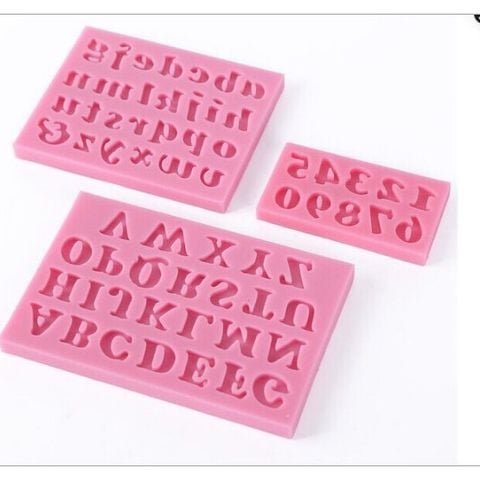Bộ 3 khuôn silicon 4D chữ in hoa, chữ thường và số