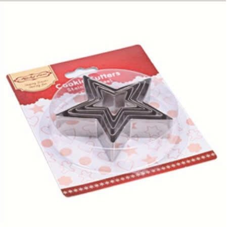 Bộ 5 khuôn nhấn cutter hình Ngôi Sao inox (vĩ giấy)