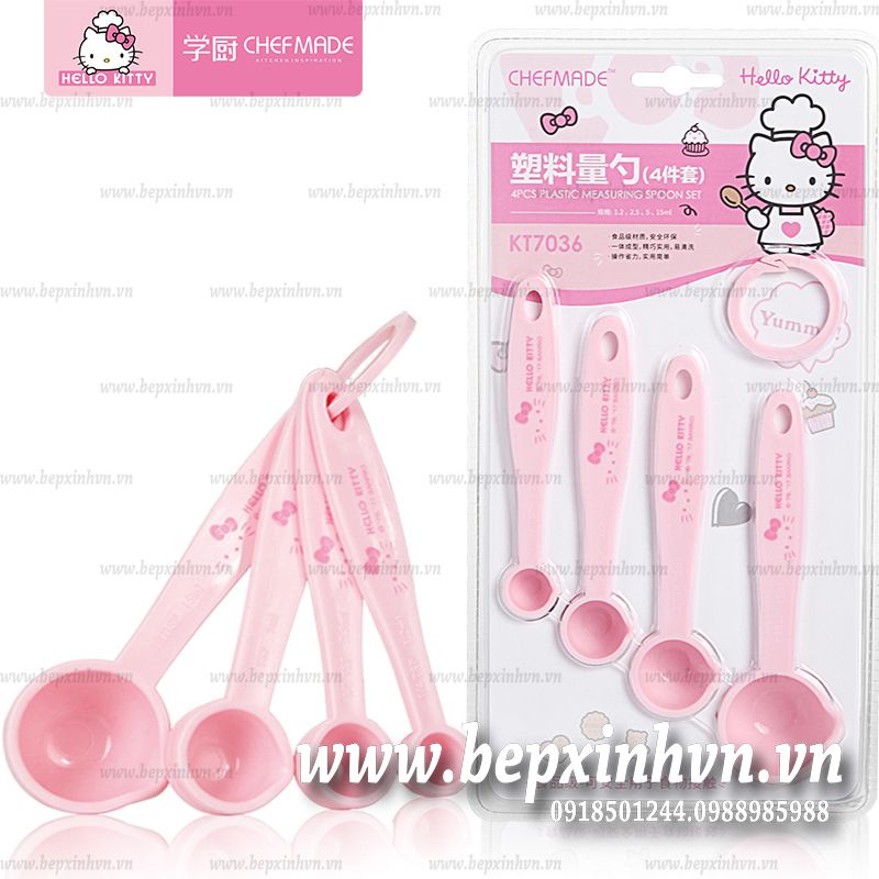 Bộ muỗng đong nhựa Hello Kitty Chefmade KT7036