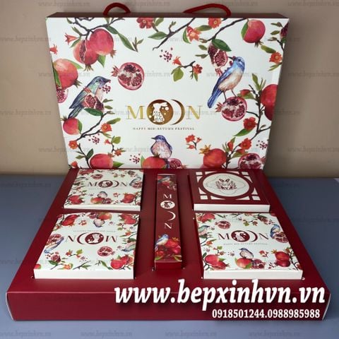 Bộ túi hộp trung thu 4 bánh trà 150g - 250g Lựu Cầm