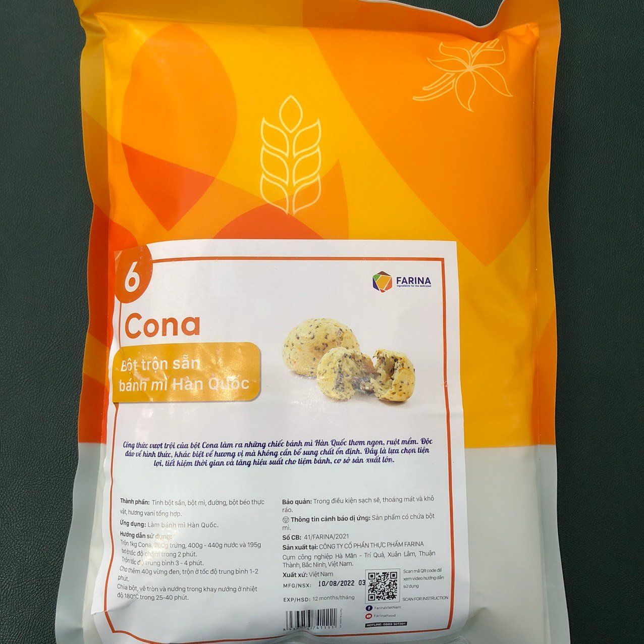 Bột trộn sẵn bánh mỳ Hàn Quốc Farina Cona 1kg – bepxinhvn