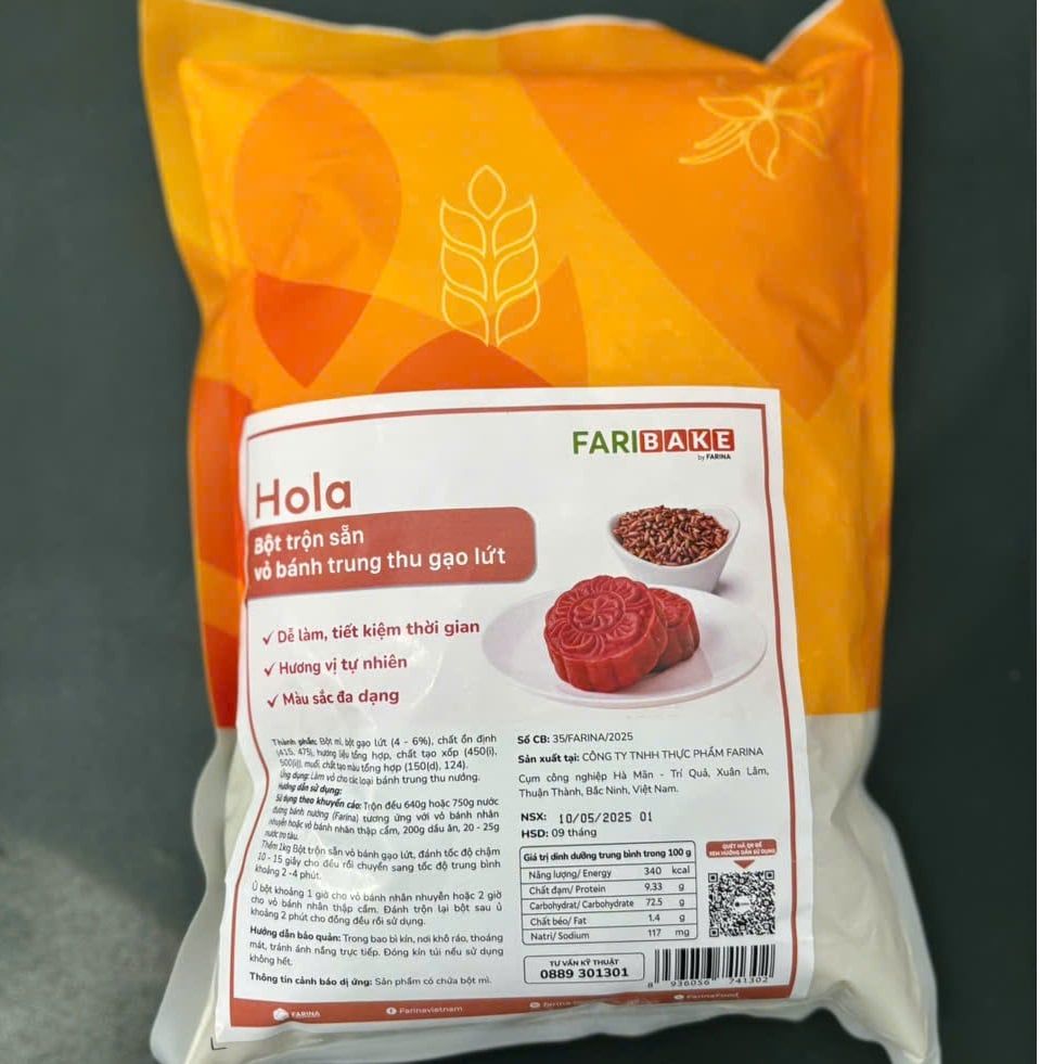 Bột trộn sẵn vỏ bánh trung thu gạo lứt Hola Farina 1kg