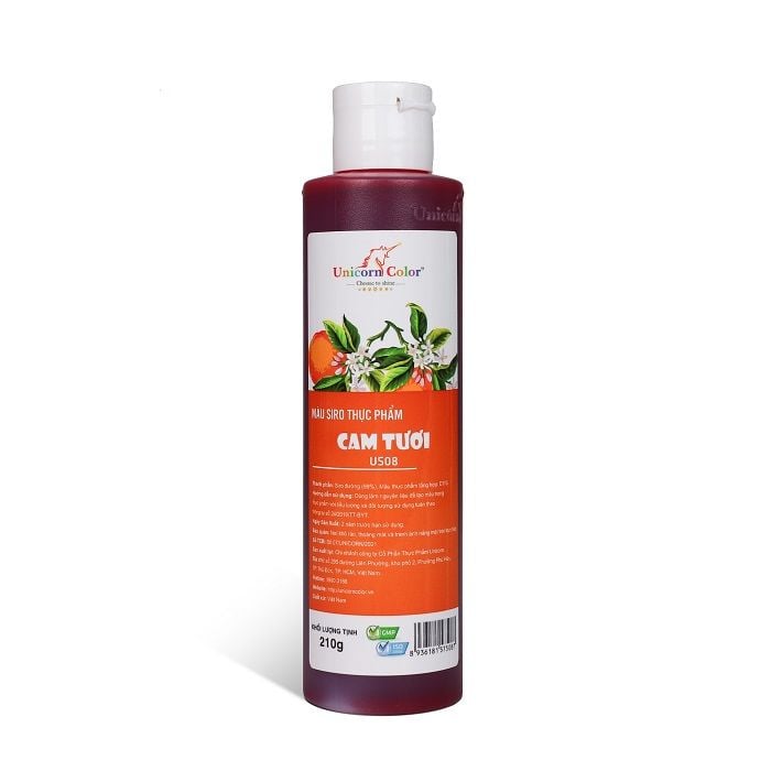 Màu siro thực phẩm cam tươi 210g.