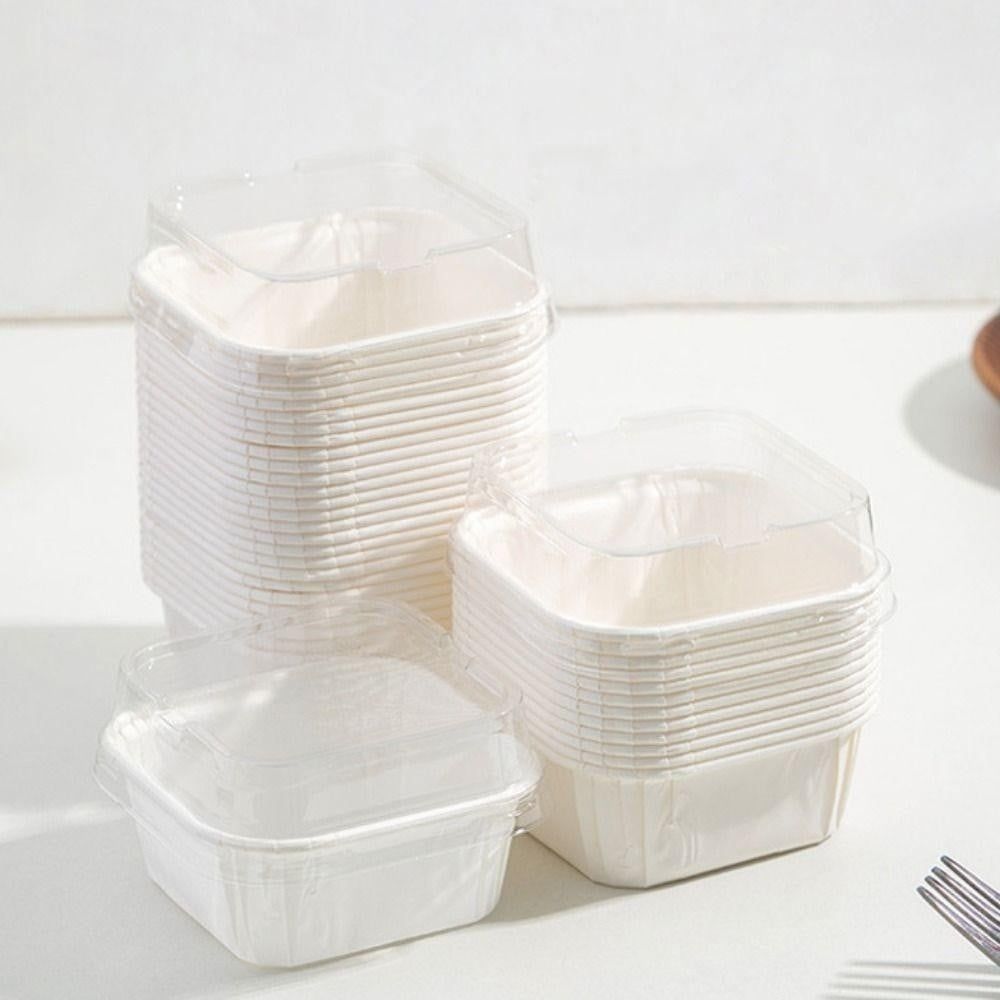 Cup giấy vuông trắng nắp nhựa trong GP8100