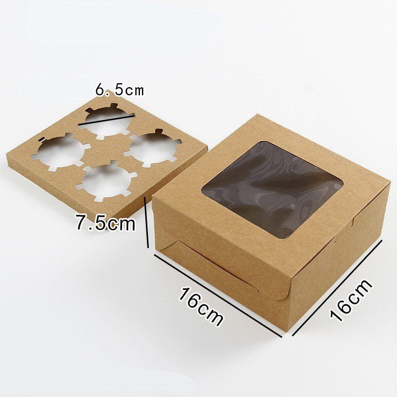 Hộp 4 cupcake giấy Kraft