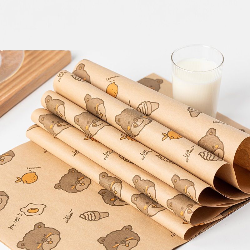 Giấy lót hộp bã mía 38x28cm Gấu Chanh (50 tờ)