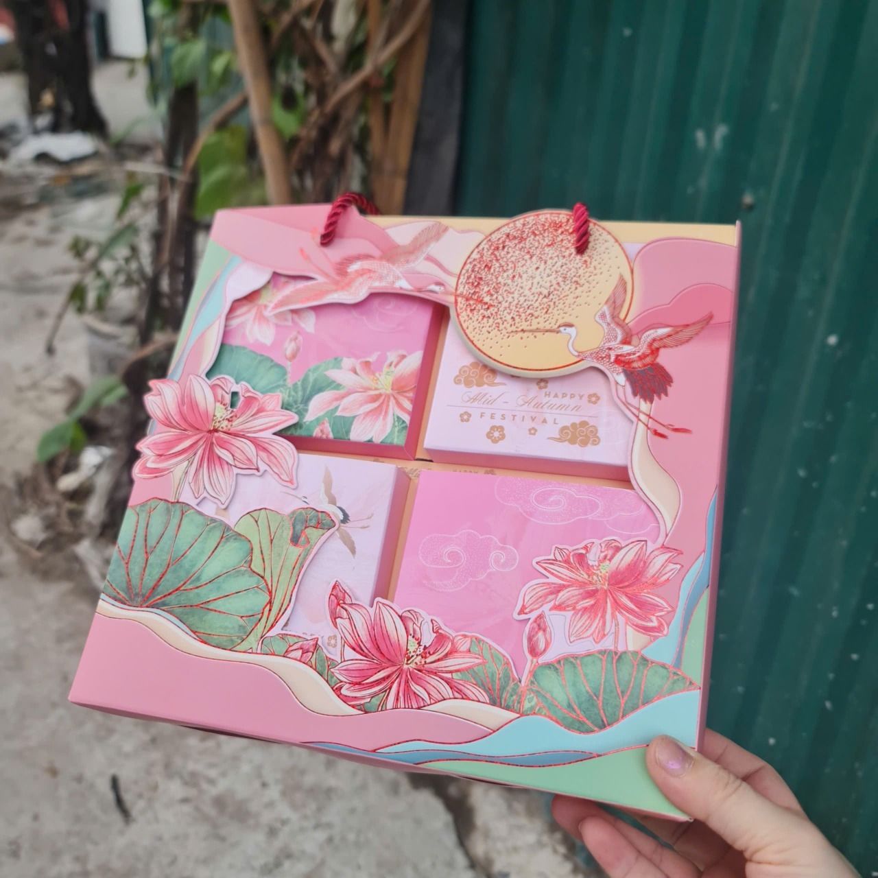 Bộ túi hộp trung thu 4 bánh 150g - 250g Hạc