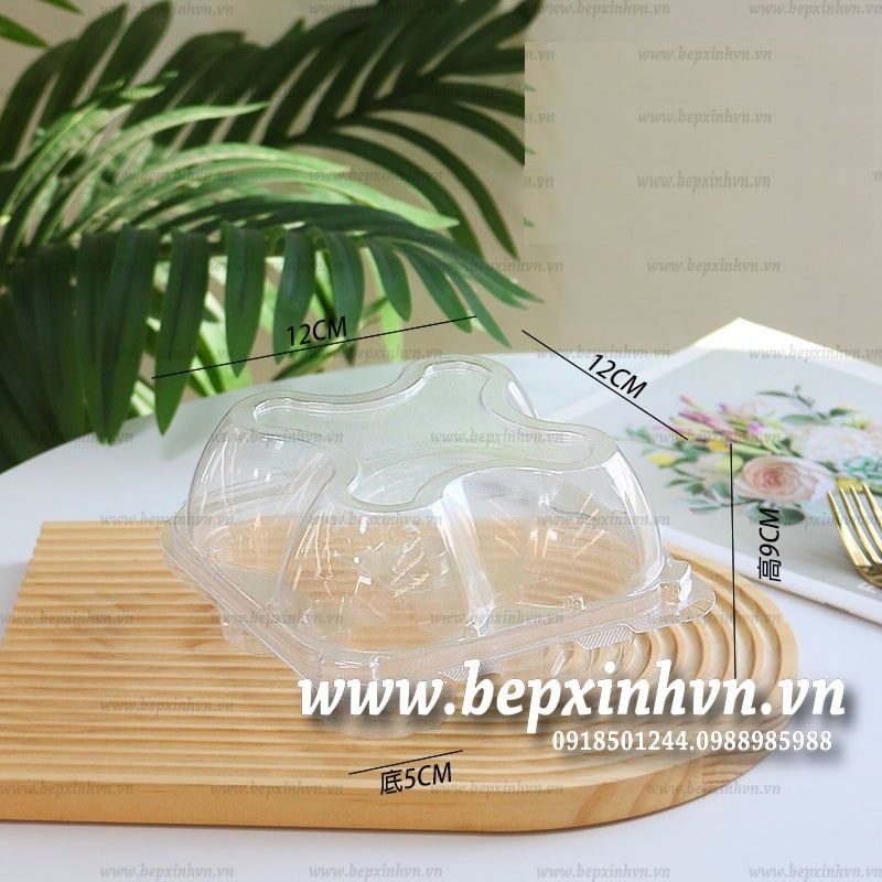 Hộp 4 cupcake nhựa trong nắp gập