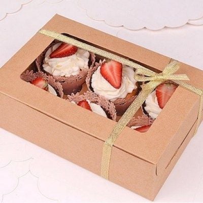Hộp 6 bánh cupcake giấy Kraft