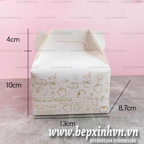 Hộp bánh cuộn 13x8.7cm hoa văn trắng