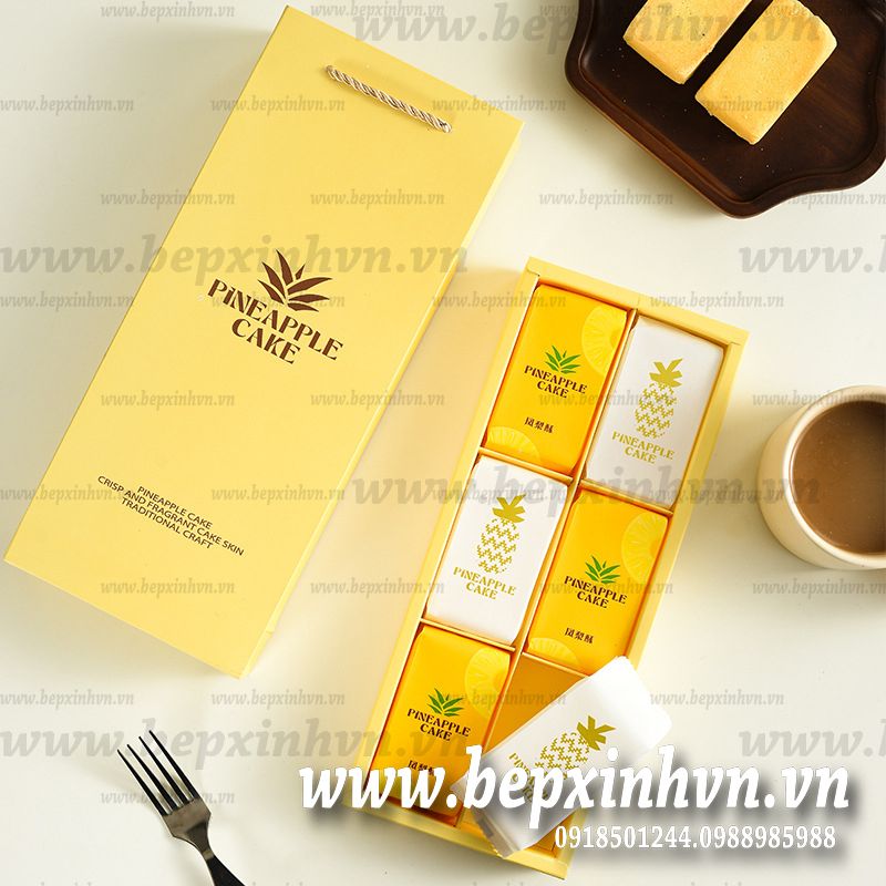 Bộ túi hộp bánh dứa Vàng 6 bánh
