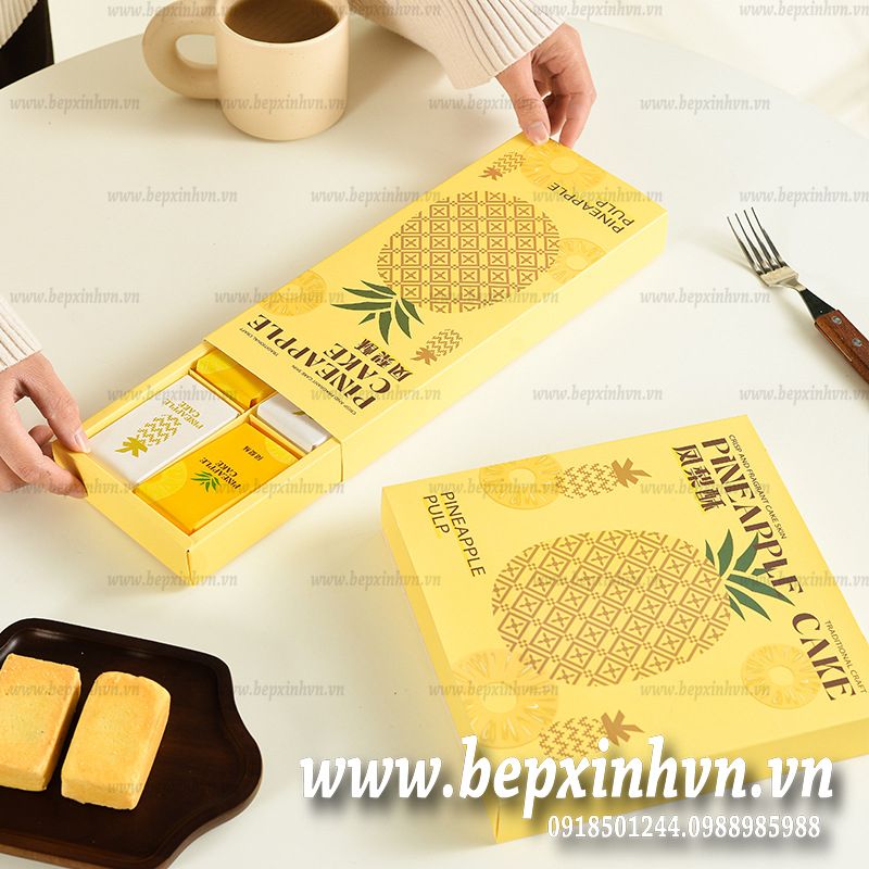 Bộ túi hộp bánh dứa Vàng 6 bánh – bepxinhvn