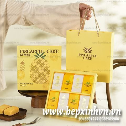 Bộ túi hộp bánh dứa Vàng 8 bánh