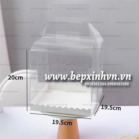 Hộp bánh kem nhựa trong đế mỏng 19.5x19.5x20cm