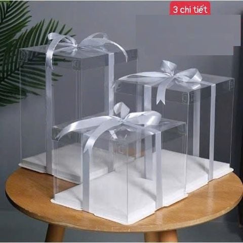 Hộp đựng bánh kem nhựa trong 28x18cm.