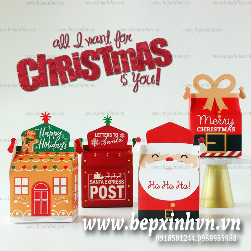 Hộp bánh kẹo Giáng Sinh hộp thư (set 5 hộp)