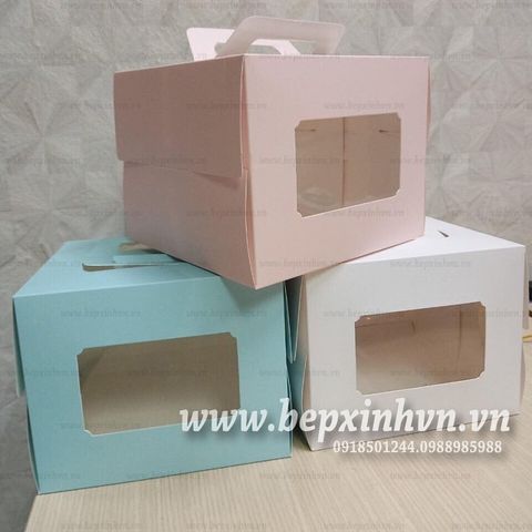 Hộp bánh kem kèm đế 25cm giấy ivory (có 3 màu).